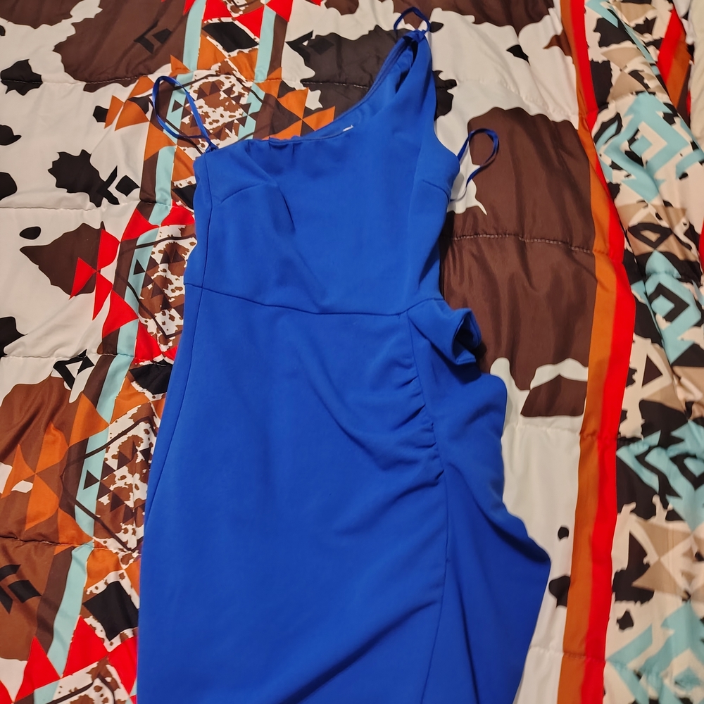 Blue One-Shoulder Women’s Dress
